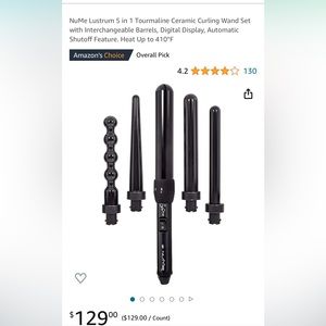 NUME 5 in One Tourmaline Ceramic Curling Wand Set